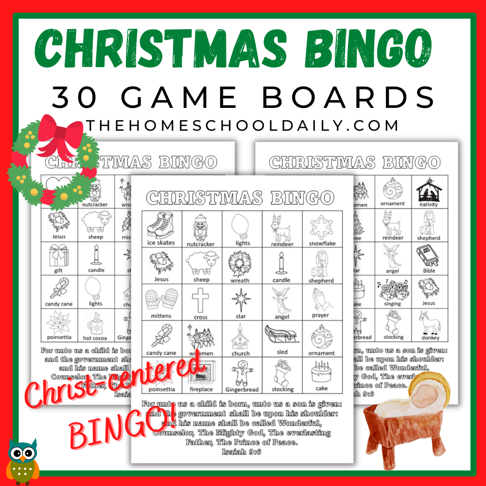 christmas bingo for large groups - the homeschool daily